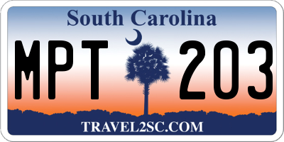 SC license plate MPT203