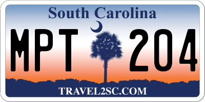 SC license plate MPT204