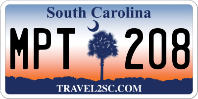 SC license plate MPT208