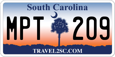 SC license plate MPT209