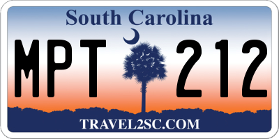 SC license plate MPT212