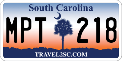 SC license plate MPT218