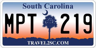 SC license plate MPT219