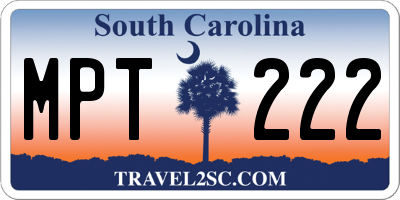SC license plate MPT222