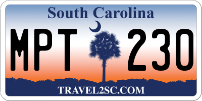 SC license plate MPT230