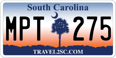 SC license plate MPT275
