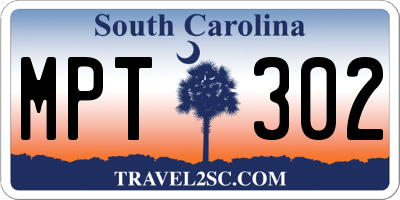 SC license plate MPT302