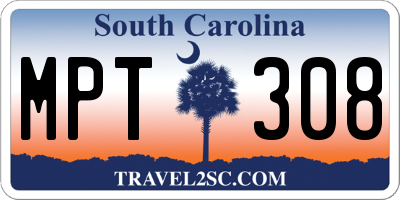 SC license plate MPT308