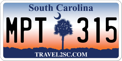SC license plate MPT315
