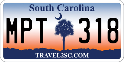 SC license plate MPT318