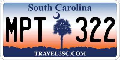 SC license plate MPT322