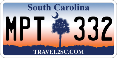 SC license plate MPT332