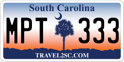 SC license plate MPT333