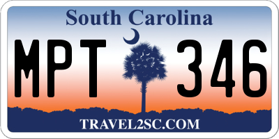 SC license plate MPT346