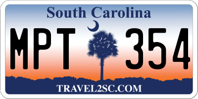 SC license plate MPT354