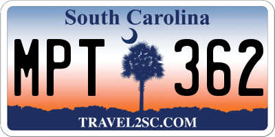 SC license plate MPT362