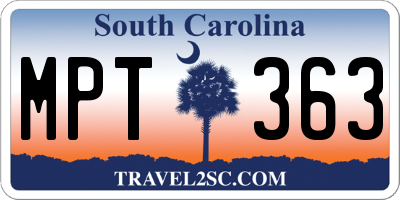 SC license plate MPT363