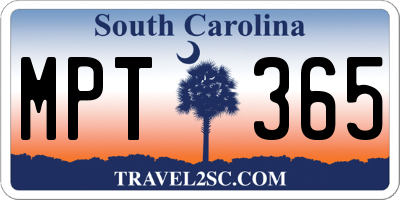 SC license plate MPT365
