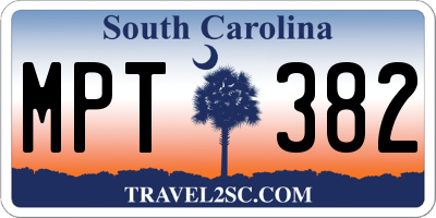 SC license plate MPT382