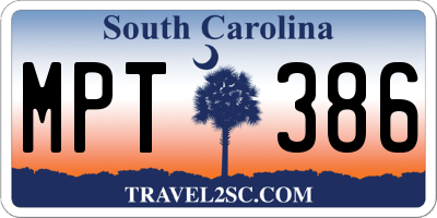 SC license plate MPT386