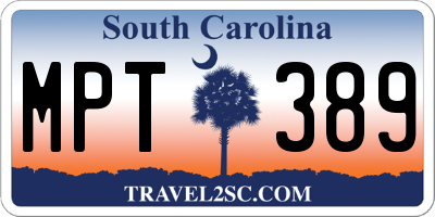 SC license plate MPT389