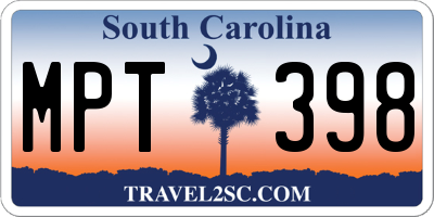 SC license plate MPT398