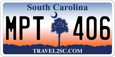 SC license plate MPT406
