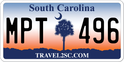 SC license plate MPT496