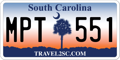 SC license plate MPT551