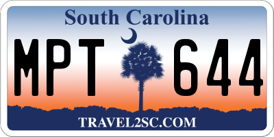 SC license plate MPT644