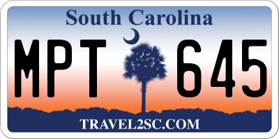 SC license plate MPT645