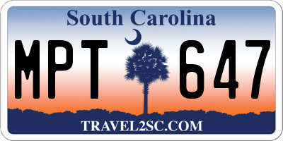 SC license plate MPT647