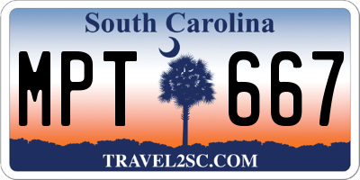 SC license plate MPT667