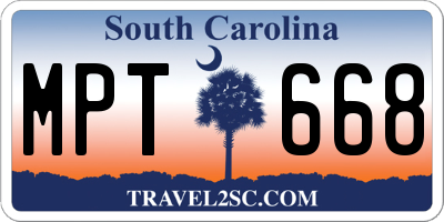 SC license plate MPT668