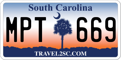 SC license plate MPT669