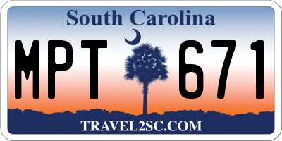 SC license plate MPT671