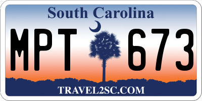 SC license plate MPT673