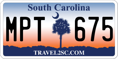 SC license plate MPT675