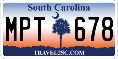 SC license plate MPT678