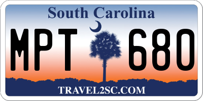 SC license plate MPT680