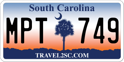 SC license plate MPT749