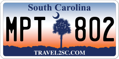 SC license plate MPT802