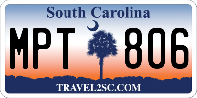 SC license plate MPT806