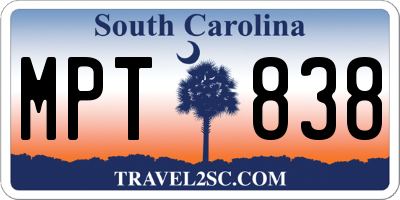 SC license plate MPT838