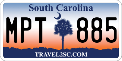 SC license plate MPT885