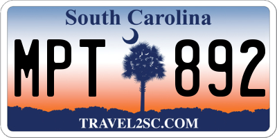 SC license plate MPT892