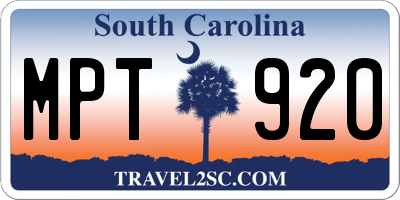 SC license plate MPT920