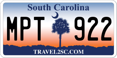 SC license plate MPT922