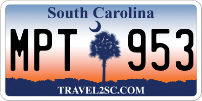 SC license plate MPT953