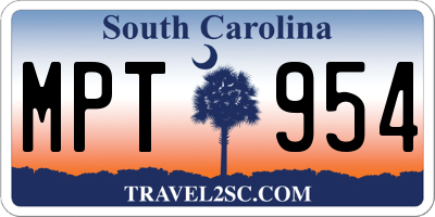 SC license plate MPT954